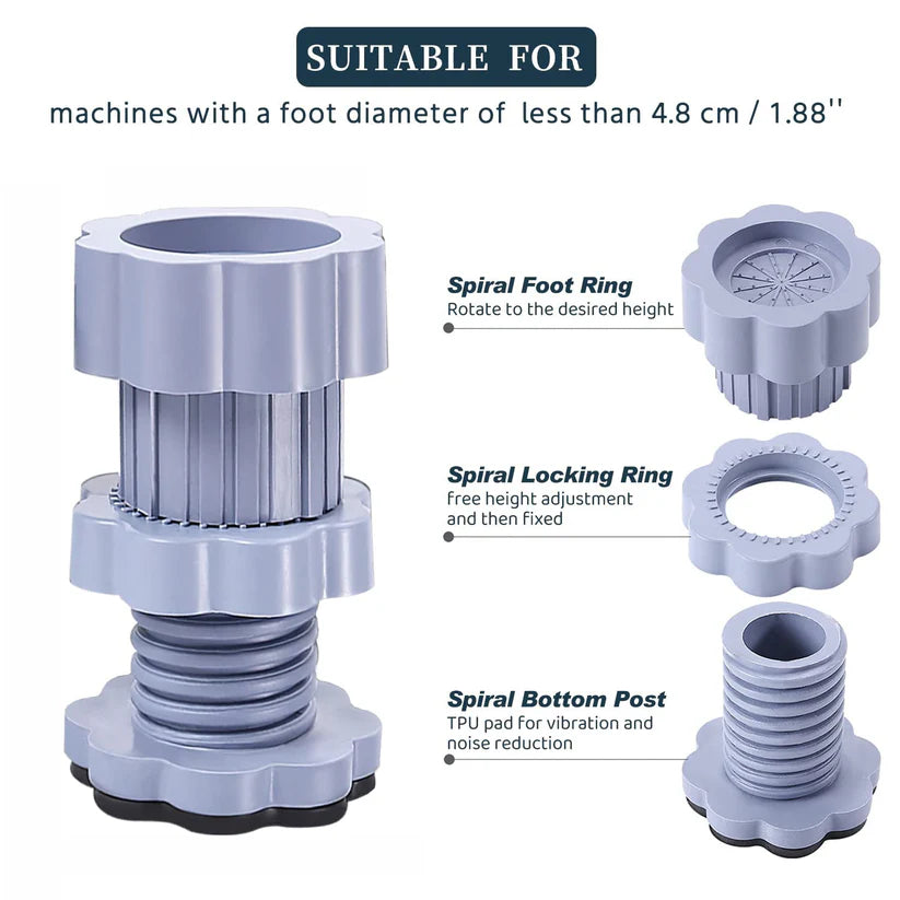 Washing Machine Vibration Pads, Floor Trays, Refrigerator Stand (4 Pcs Set)